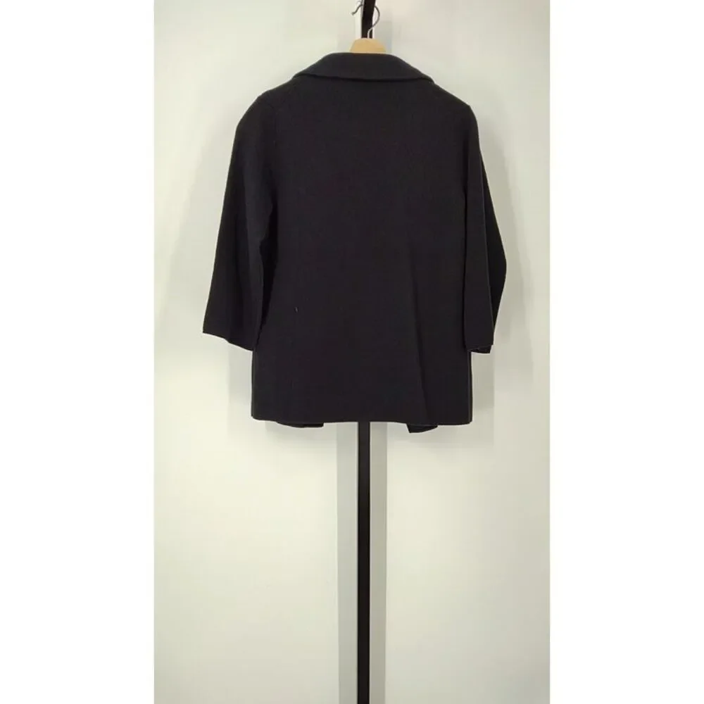 Quince Women 100% Organic Cotton Knit Blazer Black Sleeved Top S - Picture 2 of 3